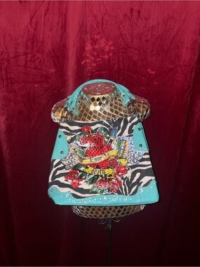 Vintage Turquoise Zebra Print Shoulder Bag